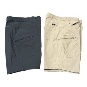 Lot Of 2 Mens Size 42 Eddie Bauer Rainier Cargo 11” Shorts Gray Tan